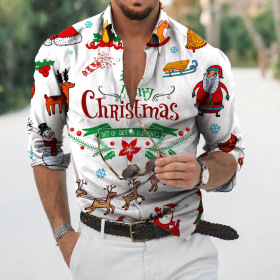 3D long sleeve shirt, Christmas, oversized, men's top