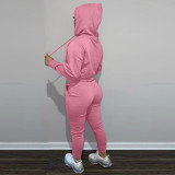 Casual, plush, sweater, two-piece, hoodie, sports suit