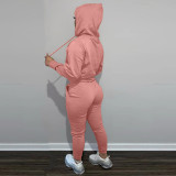 Casual, plush, sweater, two-piece, hoodie, sports suit