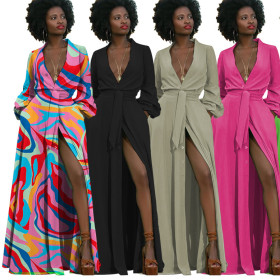 V-neck, cardigan, dress