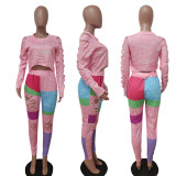 Painted, spliced, round neck, cut suit