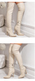 High heel, inner zipper, elastic high tube, thin heel women's boots