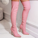 High heel, inner zipper, elastic high tube, thin heel women's boots