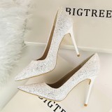 High heel, shallow mouth, pointed toe, sequins, high heel shoes 9.5CM