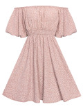 OFF SHOULDER, PRINT, WAIST DRESS