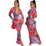 Print, cardigan, women's dress