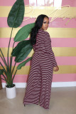Casual, loose, wide leg pants, striped two-piece set
