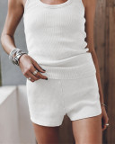 Threaded, knitted, small pit strip vest shorts, suit