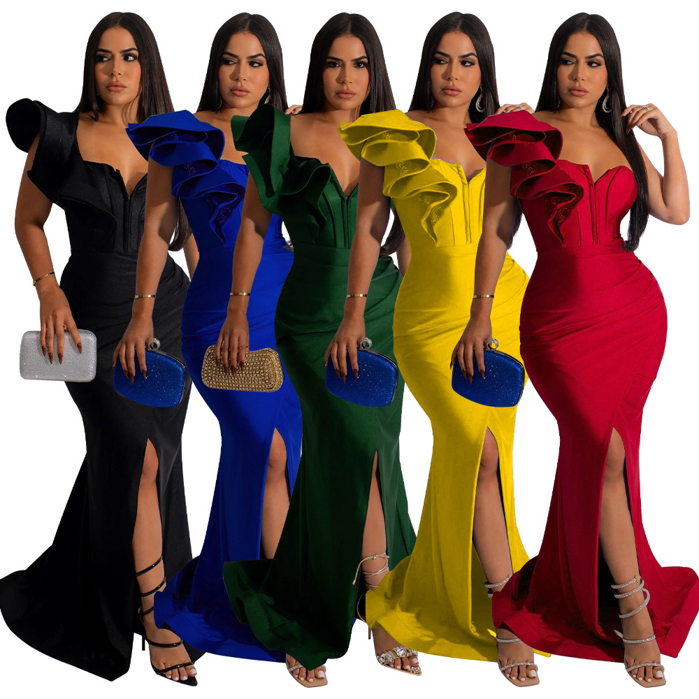 Wholesale Women's Clothing Online, Cheap Women's Clothes SaleOne shoulder, evening dress, split