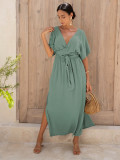 Strap, kink, split, casual, loose, V-neck, bohemian beach skirt
