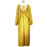 Chiffon, solid color, temperament, off-shoulder, elegant skirt