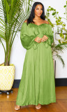 Chiffon, solid color, temperament, off-shoulder, elegant skirt