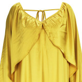 Satin, solid color, off-shoulder elegant, short skirt, loose dress