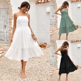 Casual, solid color, corset, waist, dress