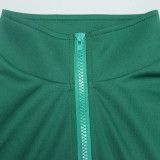 Short sleeve, zip top, shorts, suit, casual two-piece set