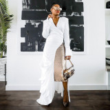 Deep V, side opening, slim fitting, dress, nightclub skirt