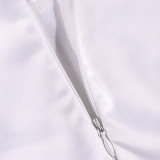 Satin, chiffon, ruffle, backless buttock skirt, dress