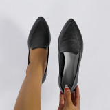 Versatile, soft leather single shoes, solid color, pointed flat bottom, pedaling shoes
