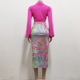 Printed, loose, patchwork, two-piece set