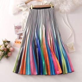 Rainbow print, pleated skirt, skirt