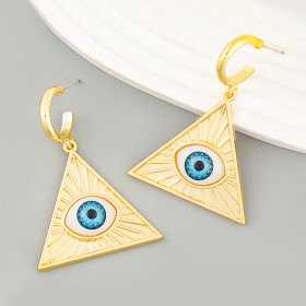 Exaggerate, triangle, alloy resin, eye earrings
