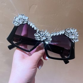 Bowknot, sunglasses, hip-hop frame, sunglasses, funny, diamond inlaid