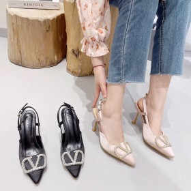 High heels, thin heels, pointed rhinestones, sandals 9cm