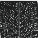 Hot diamond, solid color, mesh feather, dress