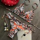 Swimwear, printed suspender, bikini split swimsuit