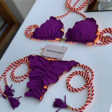 Hand-woven rope bikini, swimsuit solid color, split swimsuit