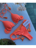 Special fabric, solid color, braided swimsuit