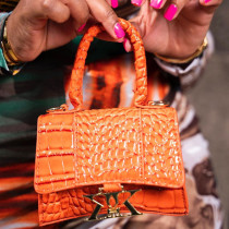 Solid color, pu crocodile pattern, handbag, square bag, banquet small handbag