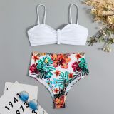Split, bikini, solid color printing, bikini