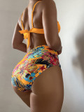 Split, bikini, solid color printing, bikini
