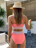 Split, triangle, high waist solid color, sling bikini