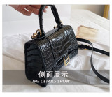 Handbag, mini bags, patent leather shoulder bag, stone grain messenger bag