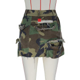 Short skirt, half skirt, camouflage patch skirt