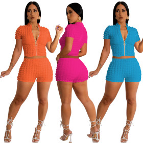 Mock neck, zippered cardigan, two-piece set