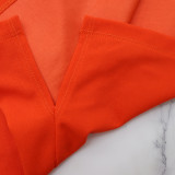 Short sleeve, hooded top, split straight pants, two-piece set