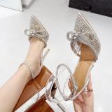 Rhinestones, pointed toes, high-heeled sandals