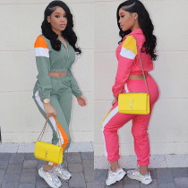 Splice color block, casual, suit