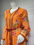Middle East, women's two-piece suit, Arab Dubai Muslim, chiffon printed gilded gown