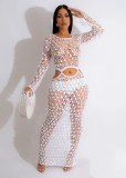 Knitted, casual, cut-out sequin beach skirt