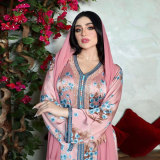 Pink hot diamond, Middle East, Muslim print dress