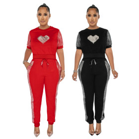 Casual, heart-shaped, two-piece set