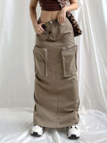 Vintage, street pocket, work dress skirt, split hem, half length