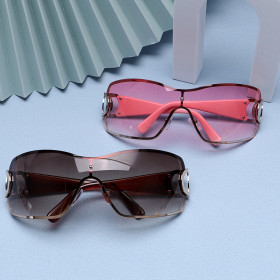 Large frame, metal sunglasses, Y2K, frameless one-piece sunglasses
