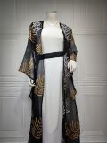 Muslim, embroidered neck, two-piece set, Middle East gauze dress