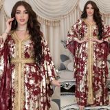 Muslim, chiffon, gilded robe, two-piece dress