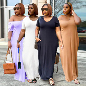 Loose, solid color, large dress